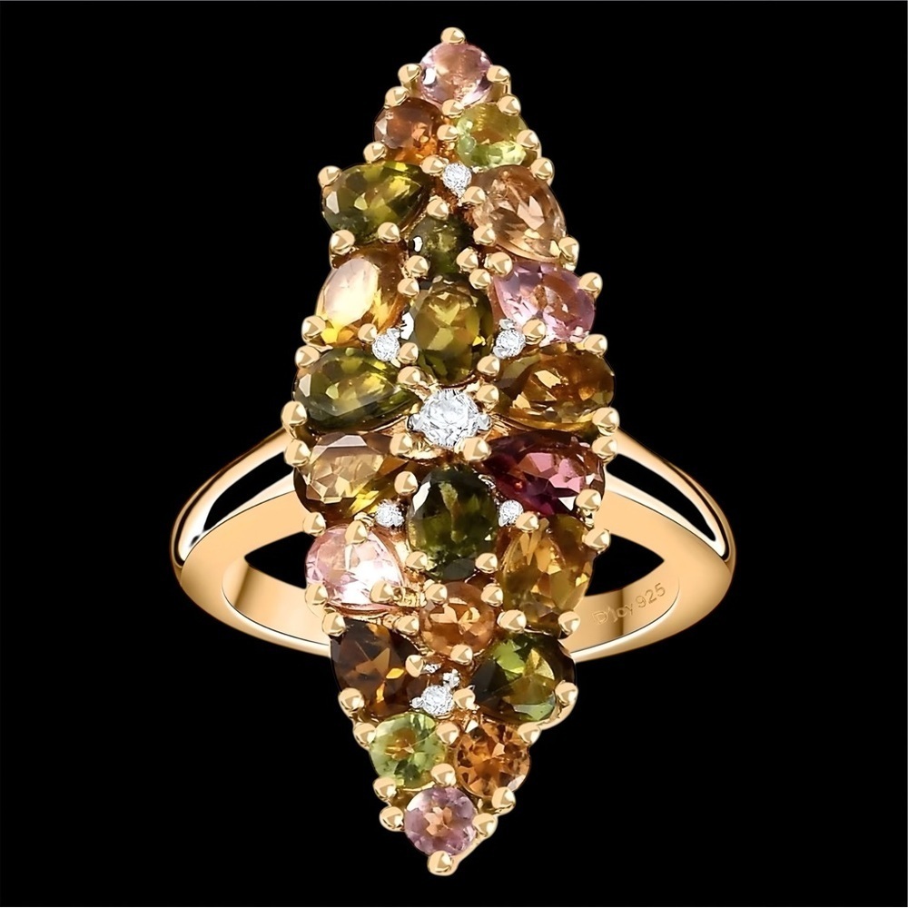 MAKE ME AN OFFER !!! Multi Tourmaline 18k Gold Vermeil Cocktail Ring MSRP $550 - Picture 8 of 11